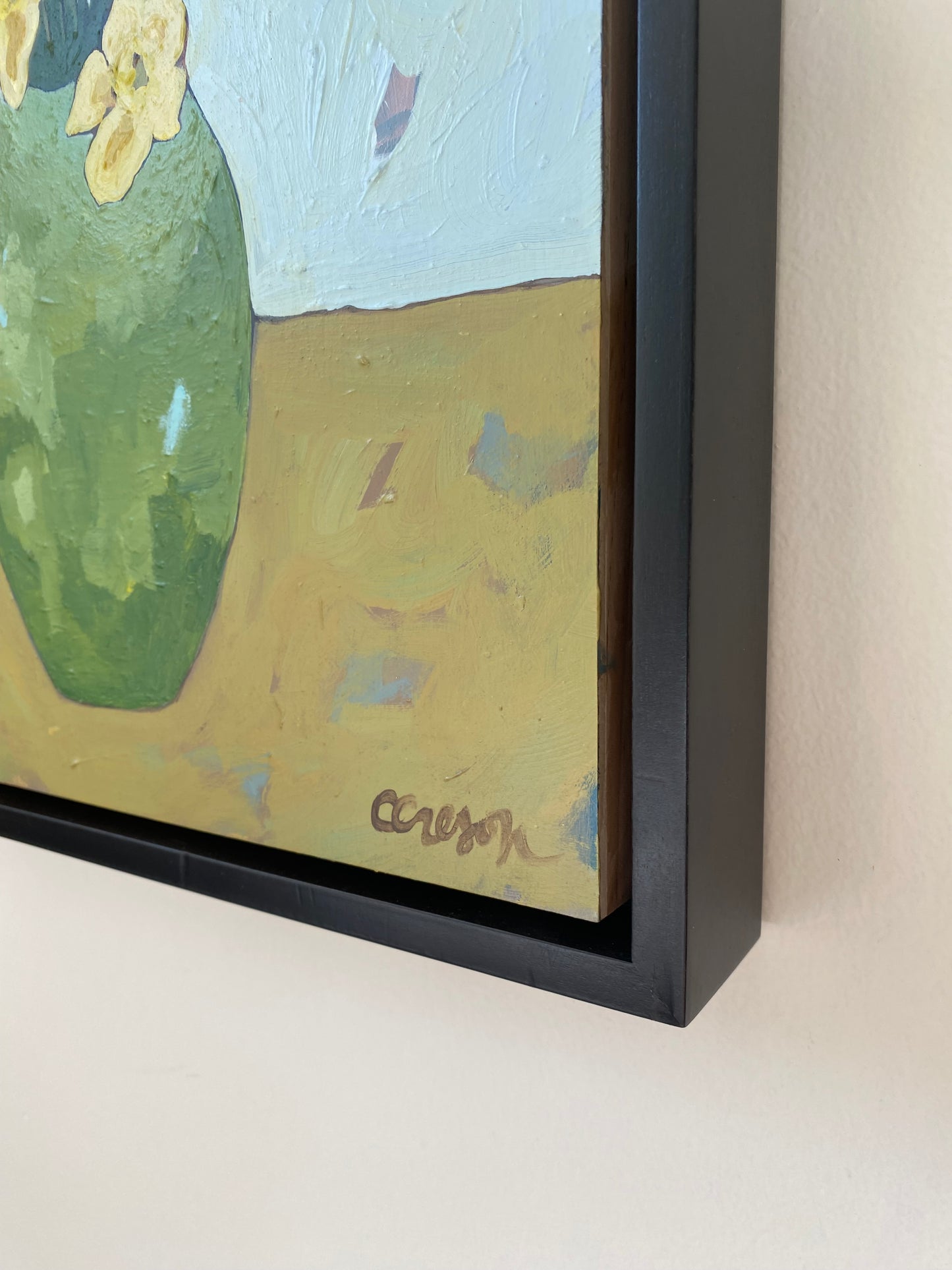 Daffodils in Green Vase